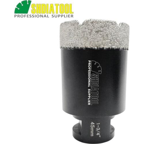 SHDIATOOL 1pc 5/8-11Thread Dia 1-3/4"/45mVacuum Brazed Diamond Dry Drilling Core Bit Drill Bit Porcelain Granite Marble Hole Saw