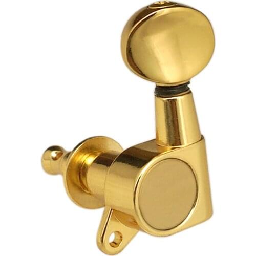 String Tuning Pegs Enclosed Button for Acoustic Electric Guitar 3R3L Gold