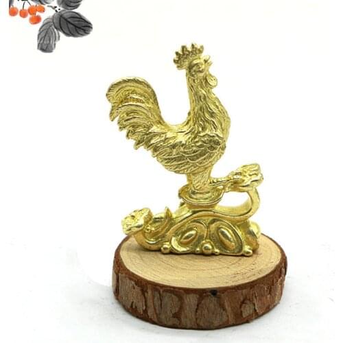 Vintage Copper Ruyi Yuanbao Chicken Bronze Ornaments Solid Pure Brass Animal Chicken Study Desktop Decorations Home Decor