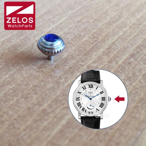6.0mm waterproof S.Steel Sapphire Crystal watch crown for Cartier ROTONDE watch WSRO0002 W1556369 W1556215 parts