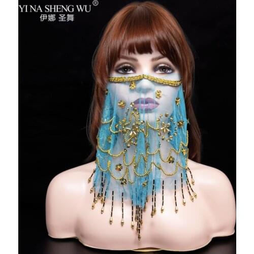 Bellydance Face Veil High Quality Cheap Women Indian Belly Dance Face Veil Tribal Belly Dance Veils For Sale 9 Colors Available