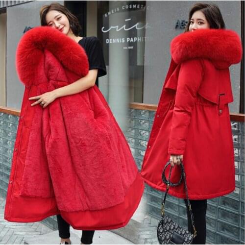 Winter Plus velvet Parkas Jacket Parkas coats 2021 -30 Degree Women Long Coats Hooded Fur Collar Thick Jackets ackets Women 6XL