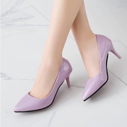 2021Brand Fashion Woman Shoes Pointed Toe Fine With Heels Shallow Mouth High Heels Patent Leather Summer Pumps Shoes