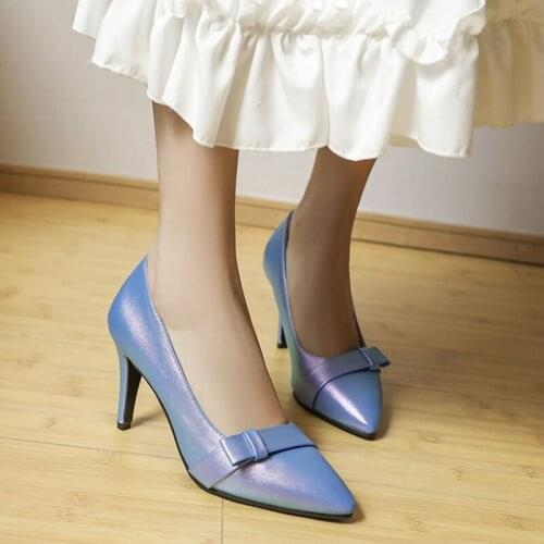 2020 Womens High Heels Sexy Bride Party mid Heel Pointed toe Shallow mouth High Heel Shoes Women shoes big size 32-48 023-6