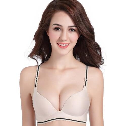 One-piece Wire Free Push Up Sexy Bra Seamless 3/4 Cup Fitness Women Solid Color Spandex Soutien Gorge Wide Straps Intimates