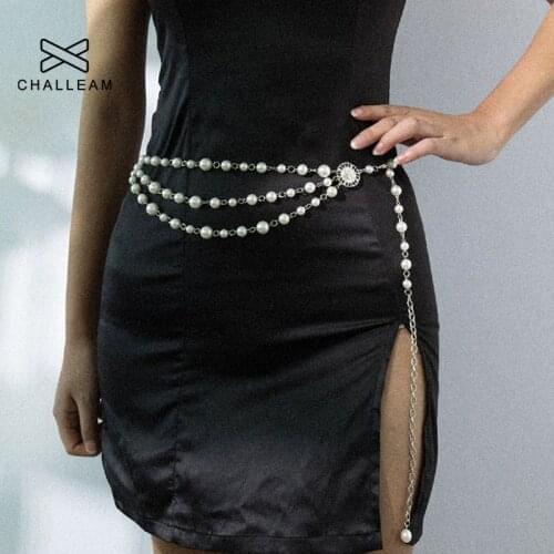 Women Fringe Silver Pearl Belt Female Vintage Dress Pattern Waist Chain Belts Ladies Designer Woman Long Dresses Chains 284
