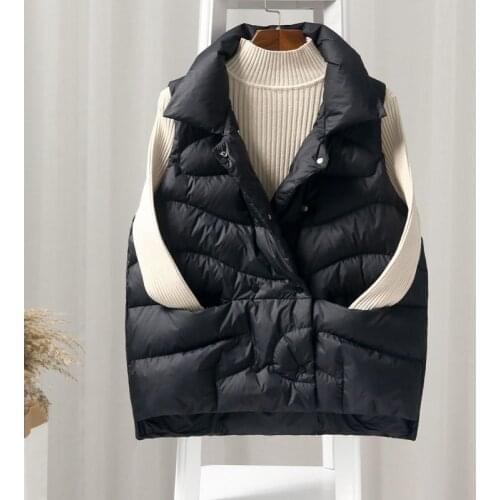 2021 Waistcoat Women Vests Winter Sleeveless Jacket Women Clothing Short Thick Warm Vest Female Double Breasted Black Vest Y128