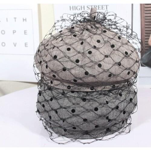 Winter Beret Hat Women Lace Warm Cotton Knitted Berets Fashion Dot Female Beanies Warm Cap Boina England Painter Cap Gorras