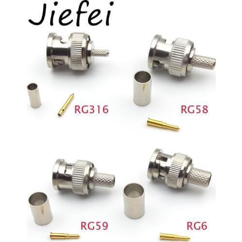 10 Sets 3-Piece BNC Male RG316 RG58 RG59 RG6 Plug Crimp Coax Cable Straight Connector adapter