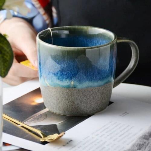 2020 New 350ml Ceramic Milk Coffee Breakfast Mugs Gradual Change Starry Sky Cerative Retro Mug Afternoon Tea Office Water Cup