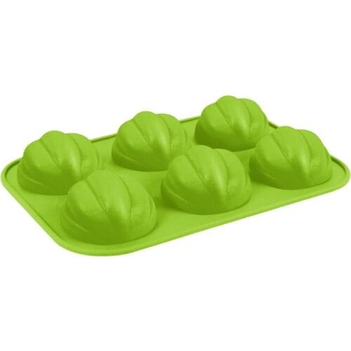 HXBC 1 Piece 6-Cavity Pumpkin Shape Non-stick Quick Release Muffin Pans Cupcake Tray Cookie Maker Pan Cake Candy Dessert Mold