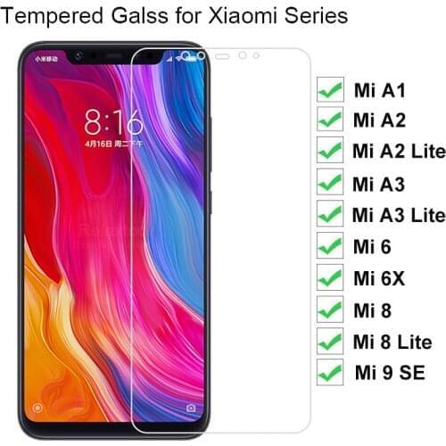 3PCS 9H Protective Glass On The For Xiaomi Mi A1 A2 A3 Lite 5X 6X Tempered Glass For Mi 6 8 9 SE Lite Screen Protector Film
