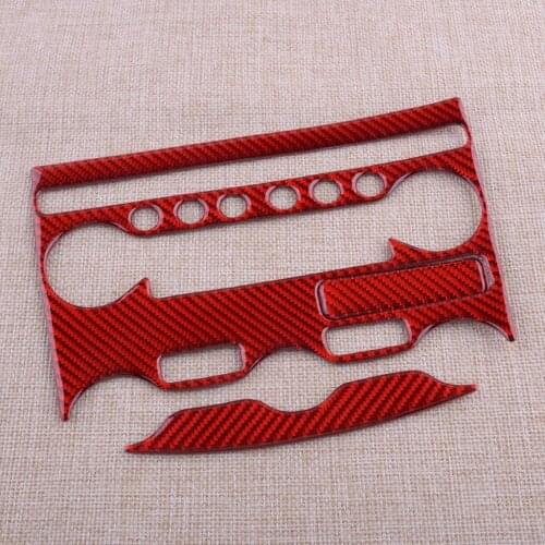 3Pcs/Set Car Red Carbon Fiber AC CD Panel Frame Cover Trim Sticker Fit For Nissan 370Z 2009 2010 2011 2012 2013 2014-2020 LHD