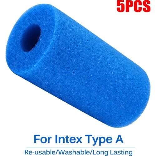 5pcs Swimming Pool Accessories Foam Filter Sponge Reusable for Intex Type A Washable Biofoam Clean Filter Foam Sponges 10cmx20cm