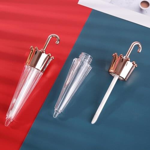 5 Pcs 5.5ml Creative Umbrella Shaped Empty Lip Gloss Tube Lip Glaze Containers Refillable Cosmetic Bottle DIY Vials Rose Gold