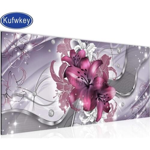 Purple lilies 5d diy diamond painting new complete square/round diamond embroidery flower cross stitc large home top arts