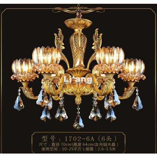 Free Shipping European Brass Antique Crystal Chandelier In Promotion Lamp E14 LED AC Brass Crystal Lamp Lustre Suspension Lights