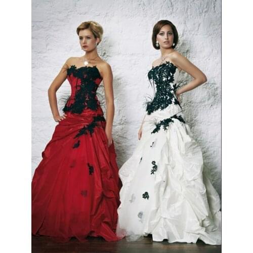 Free shipping luxury dress 2016 new design hot sale Red or Black Applique Line Ball Gown Formal Party Pageant Quinceanera Dress