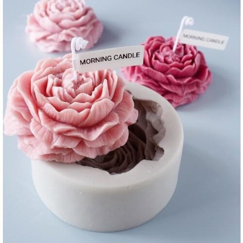 Large Candles Mold Candle Making Soy Wax Silicone Mold DIY Aromatherapy Candlelarge Peony Handmade Soap Model Plaster Mold