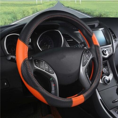 DONYUMMYJO 7Colors Leather Steering Wheel Cover Sport Style Car Covers Fit Most Car Styling 38CM/15'' And Support custom Size