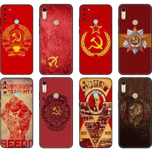 Black tpu Case For Honor 8a Prime 8s 9 10X Lite 9A 9C 9X Premium Pro 9S Case Cover Soviet Union USSR Grunge Flag