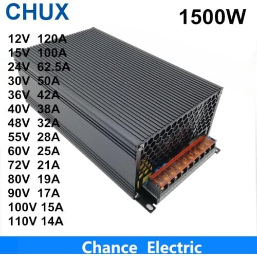 CHUX 12V 15V 24V 36V 40V 48V 55V 60V 72V 80V 90V 100V 110V 1500W Switching Power Pupply For Industrial Field AC Dc Power Supply