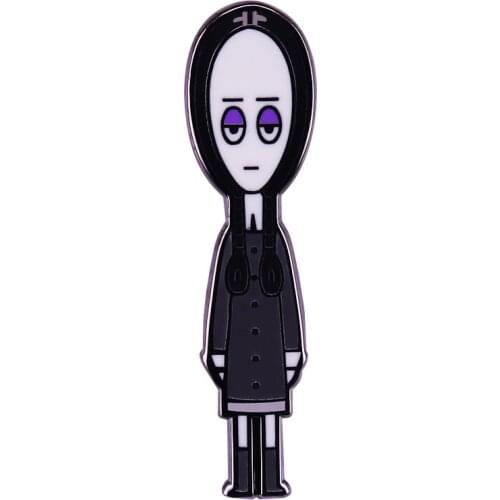 Wednesday Addams Brooch Listless Girl Enamel Pin Sad Emotions Badge Not A good Day Jewelry