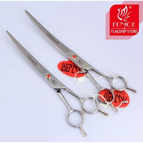 Fenice Stainless Steel 7/7.5/8 inch Curved Scissors Pet Dog Grooming Scissors Pets Hair Cuttings Shears ножницы tijeras tesoura