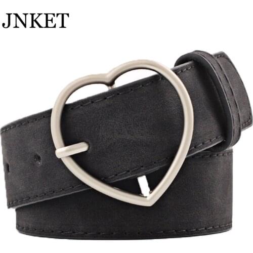 JNKET New Retro Women Peach Heart Waist Belt PU Leather Belt Pin Buckle Belt Jeans Belt Leisure Cinturon