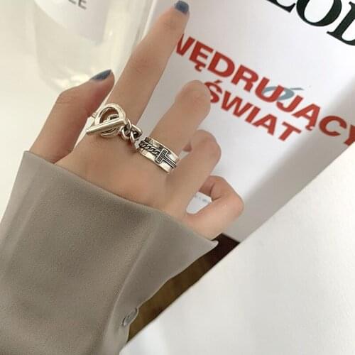 Retro Geometric Round Index Finger Ring Adjustable Design Jewelry Personalized Women Girls Dinner Exquisite Elegant Banquet Gift