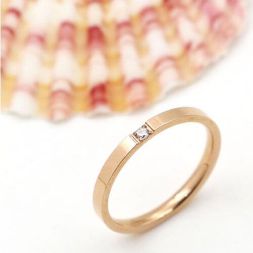 Fashion Superfine 1MM Joint Crystal Ring Female Index Finger Tail Ring Titanium Steel For Women Ring Wholesale Jewelry