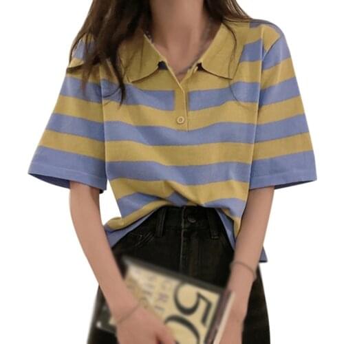 Beautiful Short-sleeved T-shirt Womens Thin Summer New Trendy French Design Niche Striped Halter Top