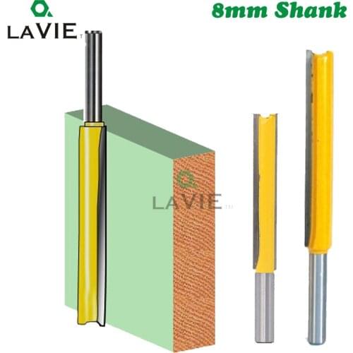 LA VIE 8mm Shank 50mm 77mm Long Straight Router Bit 1/2" Milling Cutting Diameter Edge Woodworking Trimming Cutter Knife MC02009