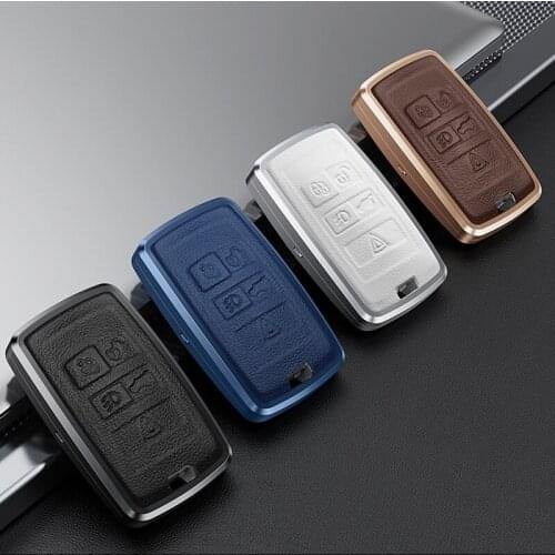 Metal Leather Car Key Case Cover For Land Rover A9 Range Rover Sport Evoque Freelander 2 Jaguar XE XJ XJL XF C-X16 V12 Guitar