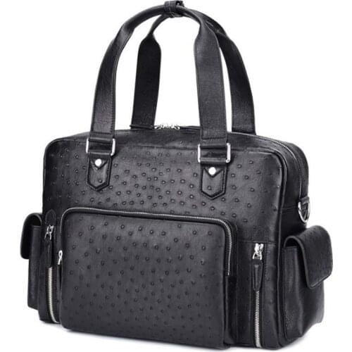 Dae South Africa Ostrich leather Mens bags fashion leisure handbag Genuine leather Mens bags city male Travel bag men