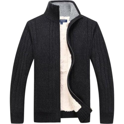 Men Sweaters Winter Warm Fleece Knitted Sweater Autumn Jackets Cardigan Coats Male Clothing Casual Knitwear