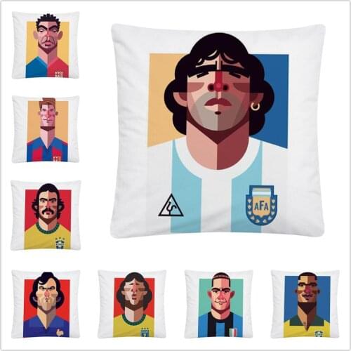Cartoon football player pattern Soft Short Plush Cushion Cover Pillow Case for Home Sofa Car Decor Pillowcase 45X45cm