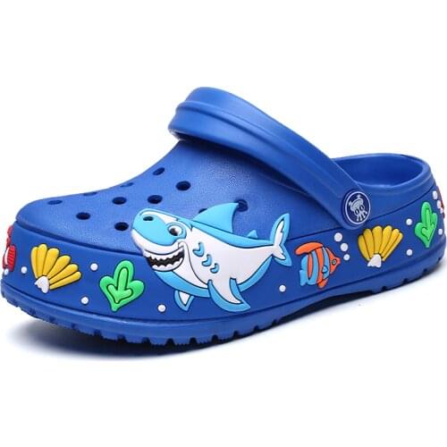 2020 New Shark Sandals Kids Mules Clogs Summer Baby Boys Girls Flat Ocean Fish Slippers Children Garden Shoes