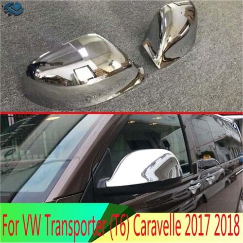 For VW Volkswagen Transporter (T6) Caravelle 2017 2018 ABS Chrome Door Side Mirror Cover Trim Rear View Cap Overlay Molding