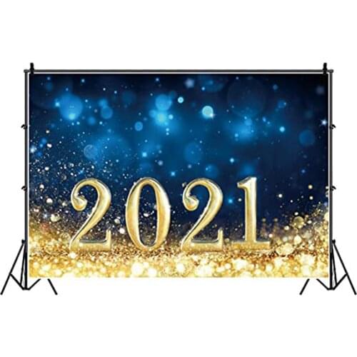 New Year Backdrop Golden and Blue Fireworks Photography Background Holiday Celebration Decor Photo Booth Studio Prop