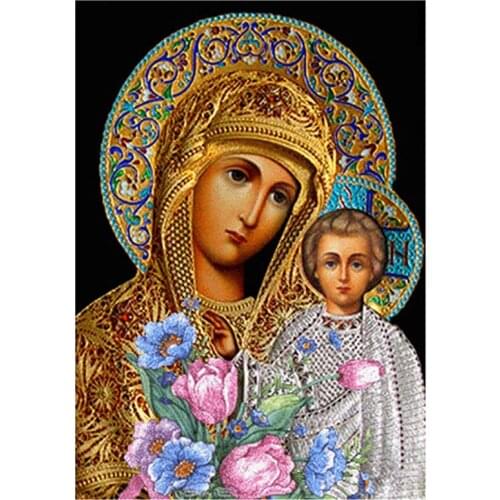New Full square diy 5d diamond painting virgin and child diamond mosaic cross stitch diamond embroidery Religious 3d picture art