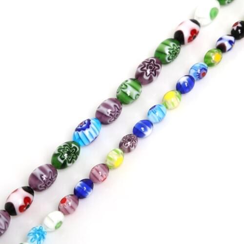 New Arrival Multi Color 6x8mm 8x12mm Oval Murano lampwork glass beads For DIY Necklaces Jewelry Making Crafts
