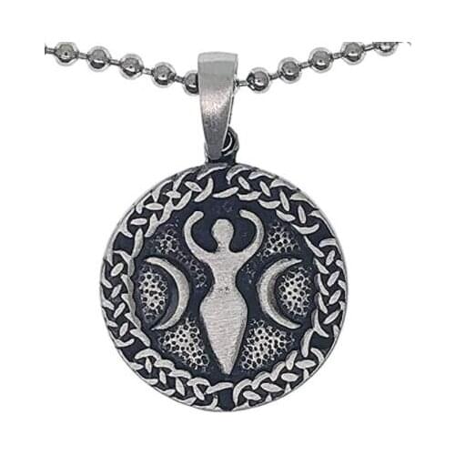 Lunar Deity Selene Artemis Moon Goddess Celtic Magic Pagan Wicca Wiccan Jewelry Pewter Pendant Necklace