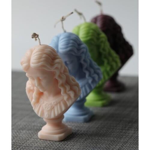 PRZY Girl bust Candle Moulds Large Size Plaster Statue Molds Soap Mold Silicone Clay Resin Moulds