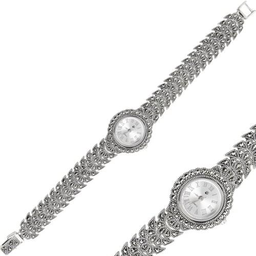 Silverlina Silver Marcasite Sterling Sleeve Clock