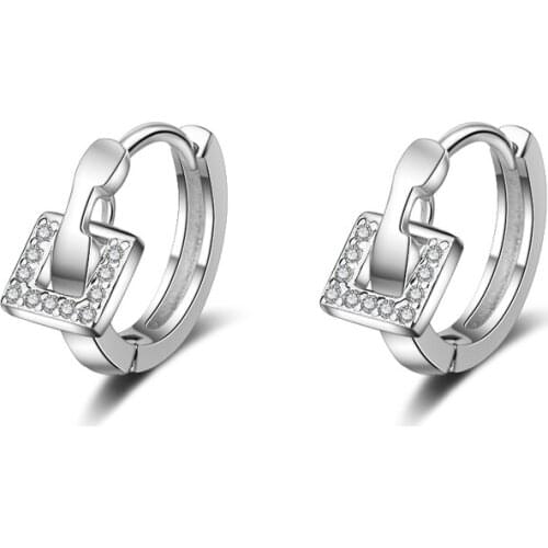 TJP New Arrival Girl Crystal Hoop Earrings Jewelry Lady Fashion Silver 925 Earrings For Women Birthday Party Accessories Female