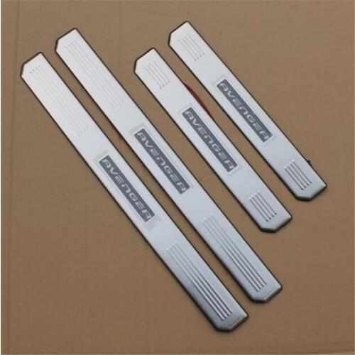 Stainless Steel Led Door Sill Scuff Plate Guard Sills Protector Trim For Dodge Avenger 2008-2014