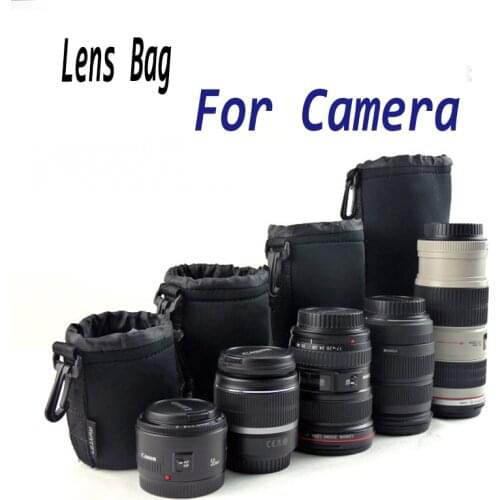 4IN1 Universal Nylon Camera Lens Pouch Bag For Canon Nikon Sony Lens Waterproof Soft Protector DSLR Camera Lens Nylon Bags Case