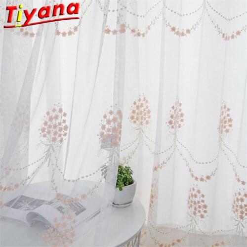 Bouquet Embroidered Tulle Curtains for Living Room Wedding Flowers Eembroidery White Sheer Tulle for Balcony X-HM431#30