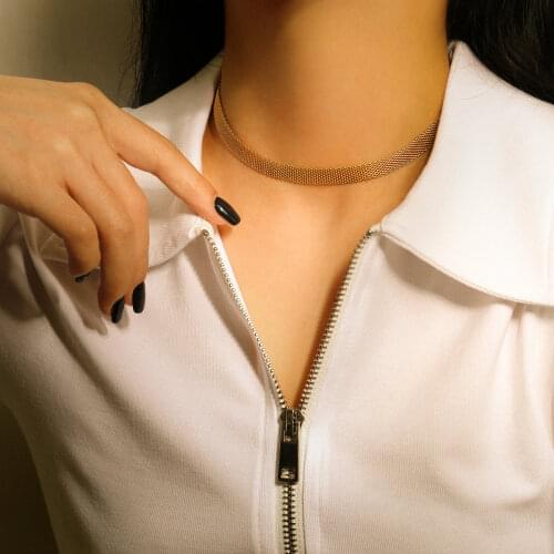 Womens Neck Chain Metal Net Choker On The Neck Strap Style Necklaces And Pendant Jewelry 2021 Collar For Girl Gold Fashi